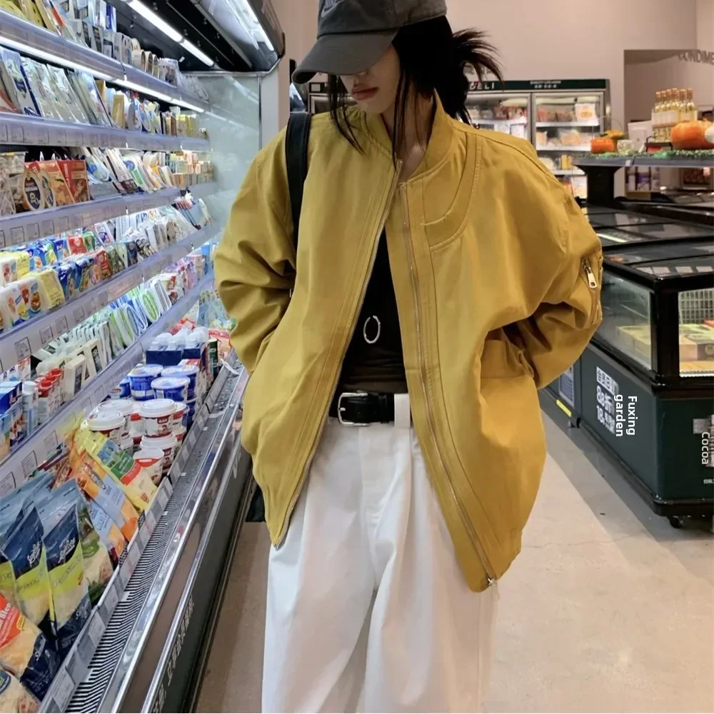 

Spring Autumn Baseball Uniform Loose Fit Korean Style American Retro Chic Pilot Jacket Design Sensation Small Audience