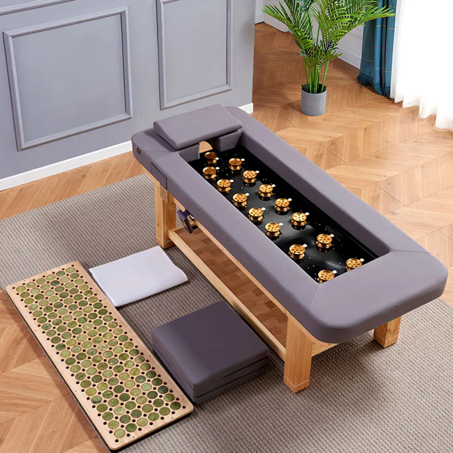 Cama de masaje profesional para salón, cama de masaje de lujo, cojín de madera para piernas con calor, cuerpo completo, Camillas eléctricas, cama de