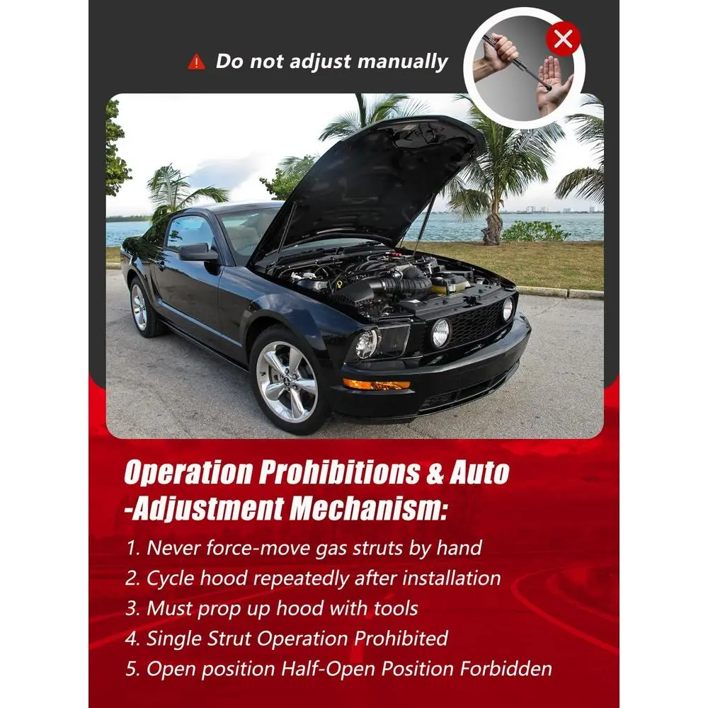 ชุดโช้คอัพแก๊สสำหรับรถฟอร์ดมัสแตง ปี 2005-2014, ตัวรองรับฝากระโปรงหน้า, ระบบช่วยยกด้วยสปริง