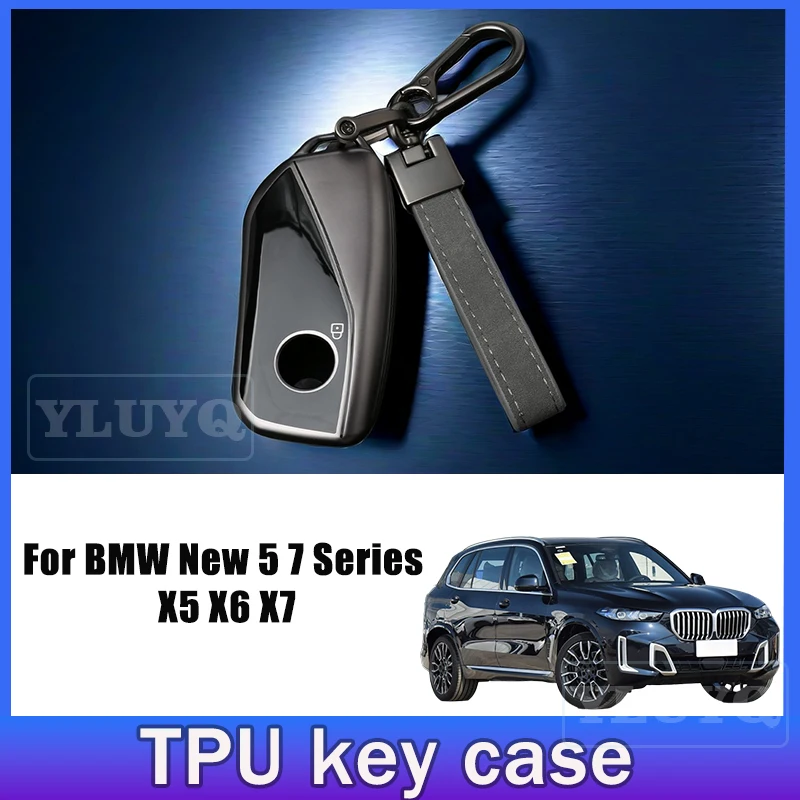 

For New BMW 5 7 Series Car Key Case Soft TPU Keychain Cover 740i 760i X1 X5 X6 X7 XM IX IX3 I5 I7 Car Interior Accessories