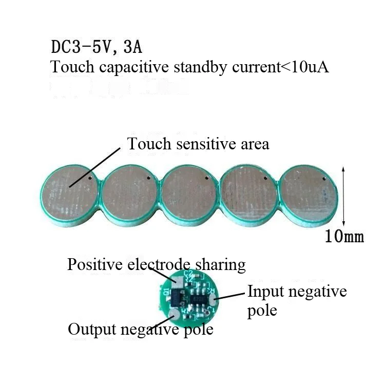 DC5V berührungsempfindlicher Schalter, USB-betrieben, 10mm Miniatur-DC-Daumenlicht, Spiegel-LED-Spiegel-Scheinwerfer, Berührungsschalter – Detail 4
