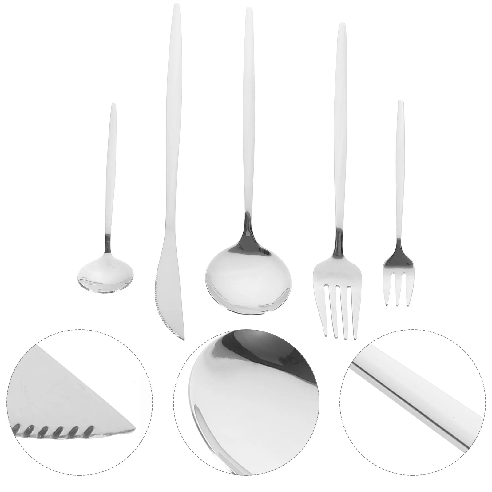 30 Pcs Steak Stainless Steel Cutlery and Spoon Set Travel Silverware Organizer Fork Kit