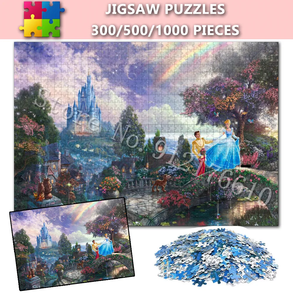 Disney Princess Jigsaw Puzzles Cinderella Print Puzzle for Adult Family Game Toys Diy Education Decompression Children Gifts