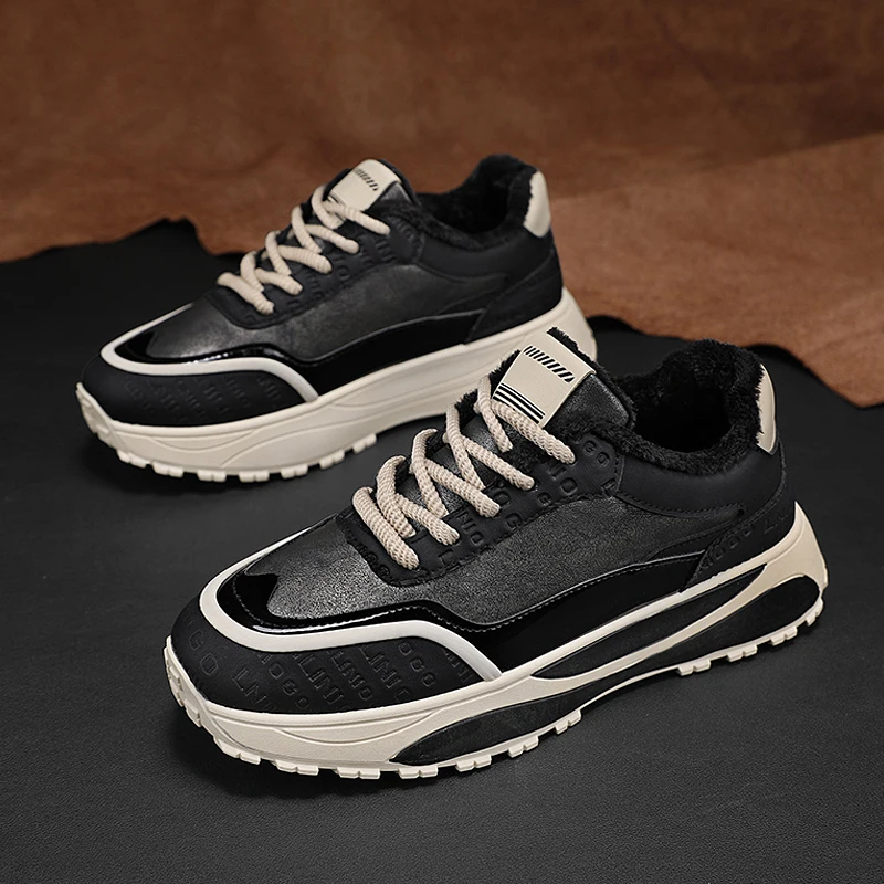 

Fleece-lined Agan sneakers, trendy men's dad shoes, cotton shoes with thick soles for height increase ML1861