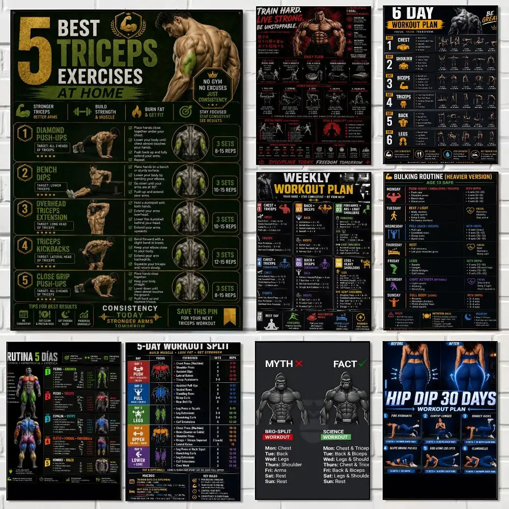 Fitness Training Schedule Poster Pegatina artistica HD autoadhesiva impermeable para salon dormitorio