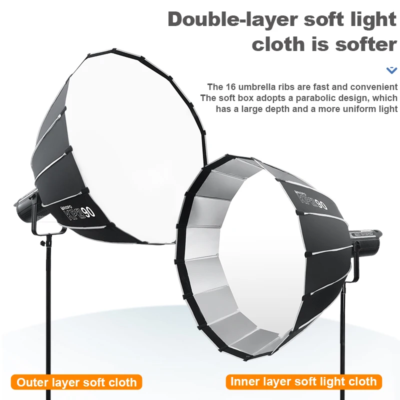 TRIOPO KP2-70CM KP2-90CM KP2-120CM Softbox Bowens Mount Photography Parabolic Professional Deep Mouth Soft Box For Studio Flash