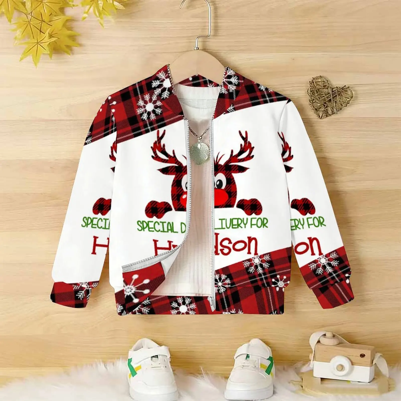 Autumn Baseball Uniform Winter Zippered Long Sleeve Girls Printed Coats Fashion Tops Everyday Wear Kids Christmas Clothes