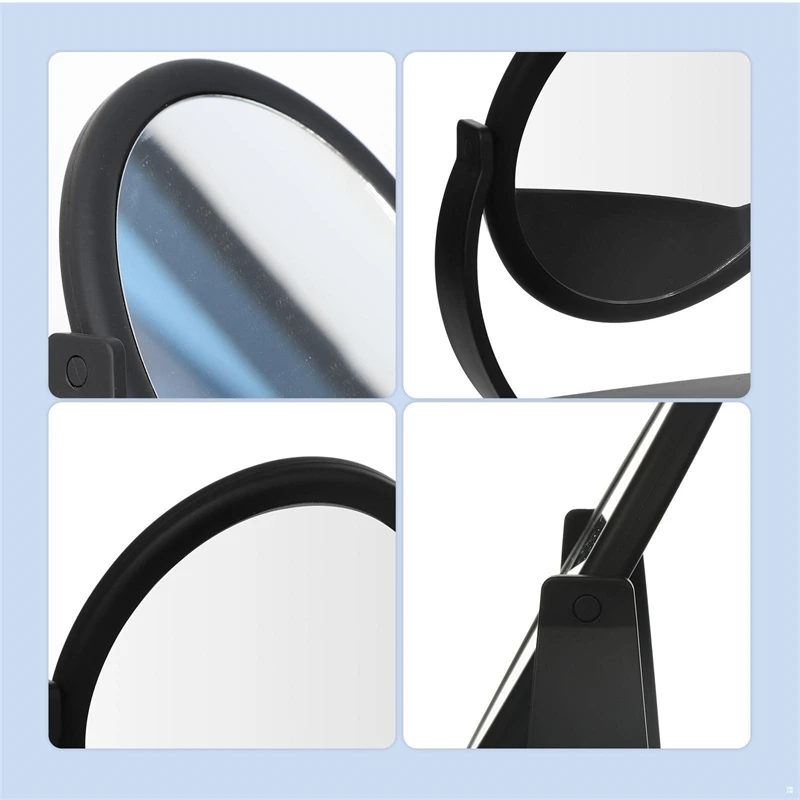 Vanity Makeup Mirror Oval 360 Rotating Tabletop Swing Stand Minimal No Light For Women Dressing Table Decor Birthday Gift Sleek