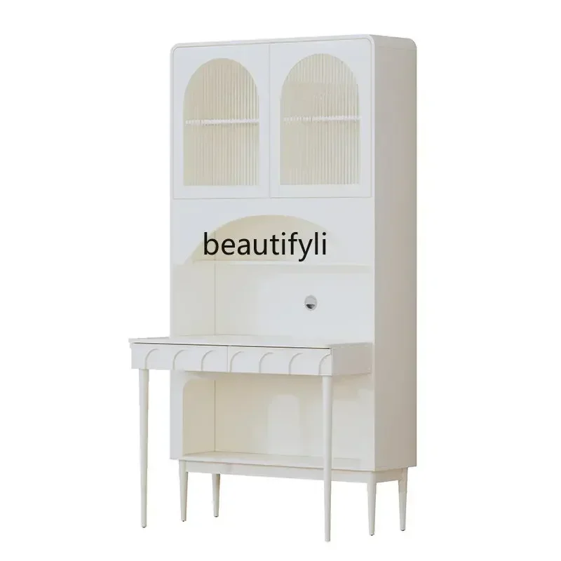 

cc1820R zqFrench Desk Book Integrated Student Household Computer Desk Folding Bedroom White Bookcase One-Piece Desk Cabinet Comb