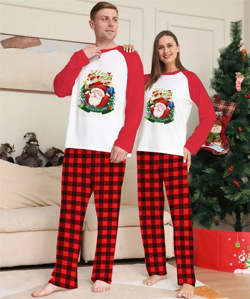 Santa Plaid Print Family Pajamas Christmas Matching Outfits Women Men Boys Girls Clothing Sets Baby Dog Romper Xmas Look Pyjamas