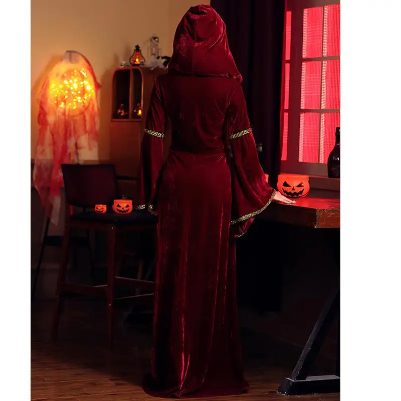 Retro Mittelalter Kostüm Gothic Sle k Red Court Dr Bühnenauftritt Halloween Outfit Damen Ethnische Kleidung Bühnenkostüm