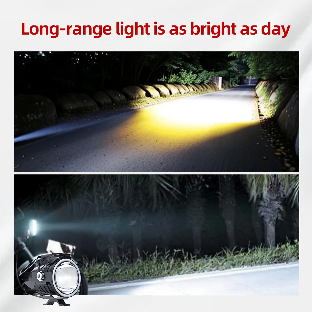 1Pcs Motorcycle Spotlight Lens LED Headlight 12V U7 LED Motorbike Auxiliary Fog Light DRL Driving Lamp Universal Spot Light Whit image 5