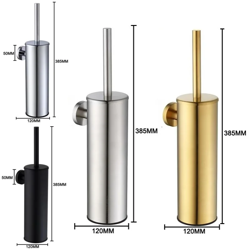 304 stainless steel toilet brush with base, a wall-mounted toilet brush set for the bathroom, featuring dead-angle-free cleaning