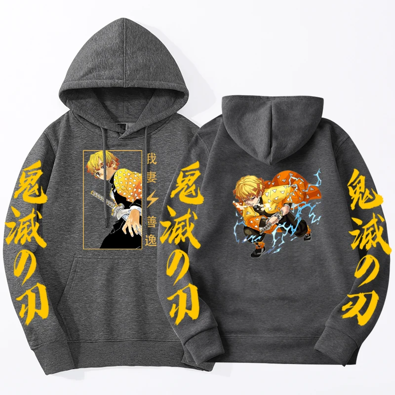 Anime Dämon Slayer Hoodies Agatsuma Zenitsu gedruckt Herren Sweatshirt Harajuku Manga Streetwear lässig Unisex Pullover Sudaderas