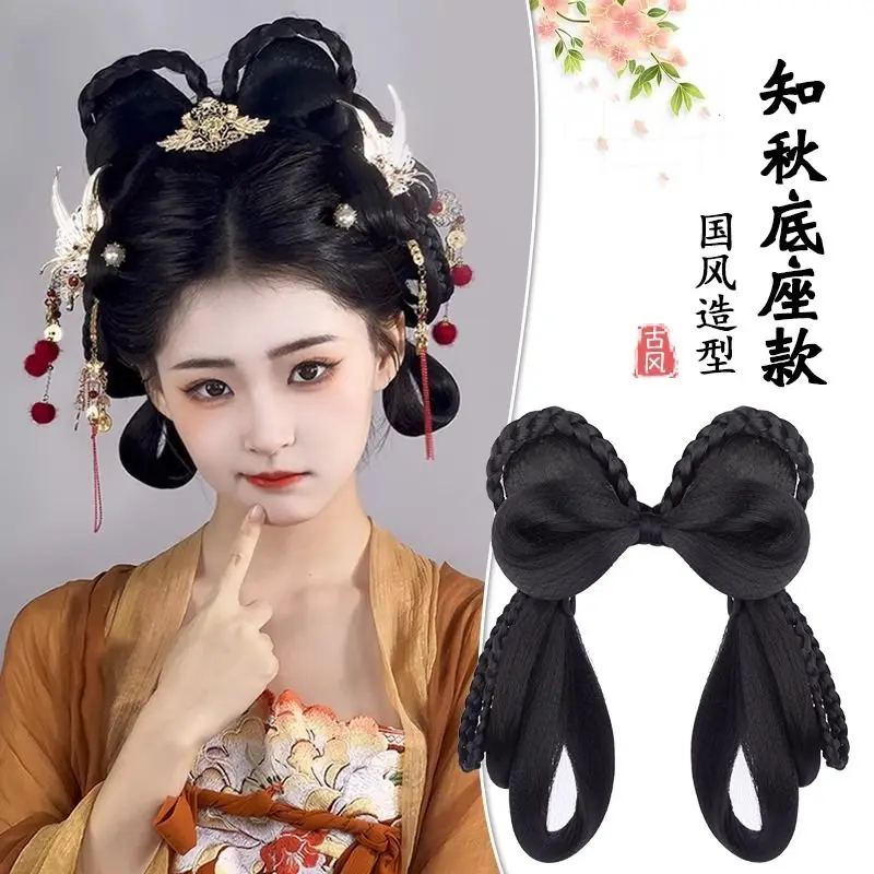 

2-in-1 Tang & Ming Dynasty Hair Set - Pre-Styled Butterfly Bun with Base for Hanfu Costumes No-Skill Ancient Hair Accessory