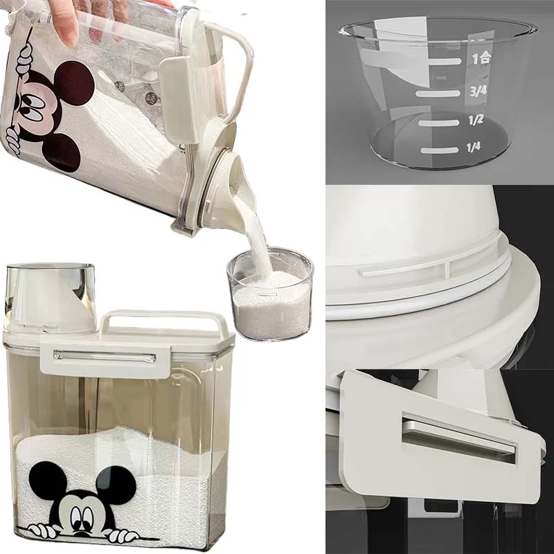 2500 ml Disney Mickey Mouse Luftdichte Waschmittel Pulver Lagerung Box Container mit Deckel Getreide Lagerung Jar Bleich Lagerung