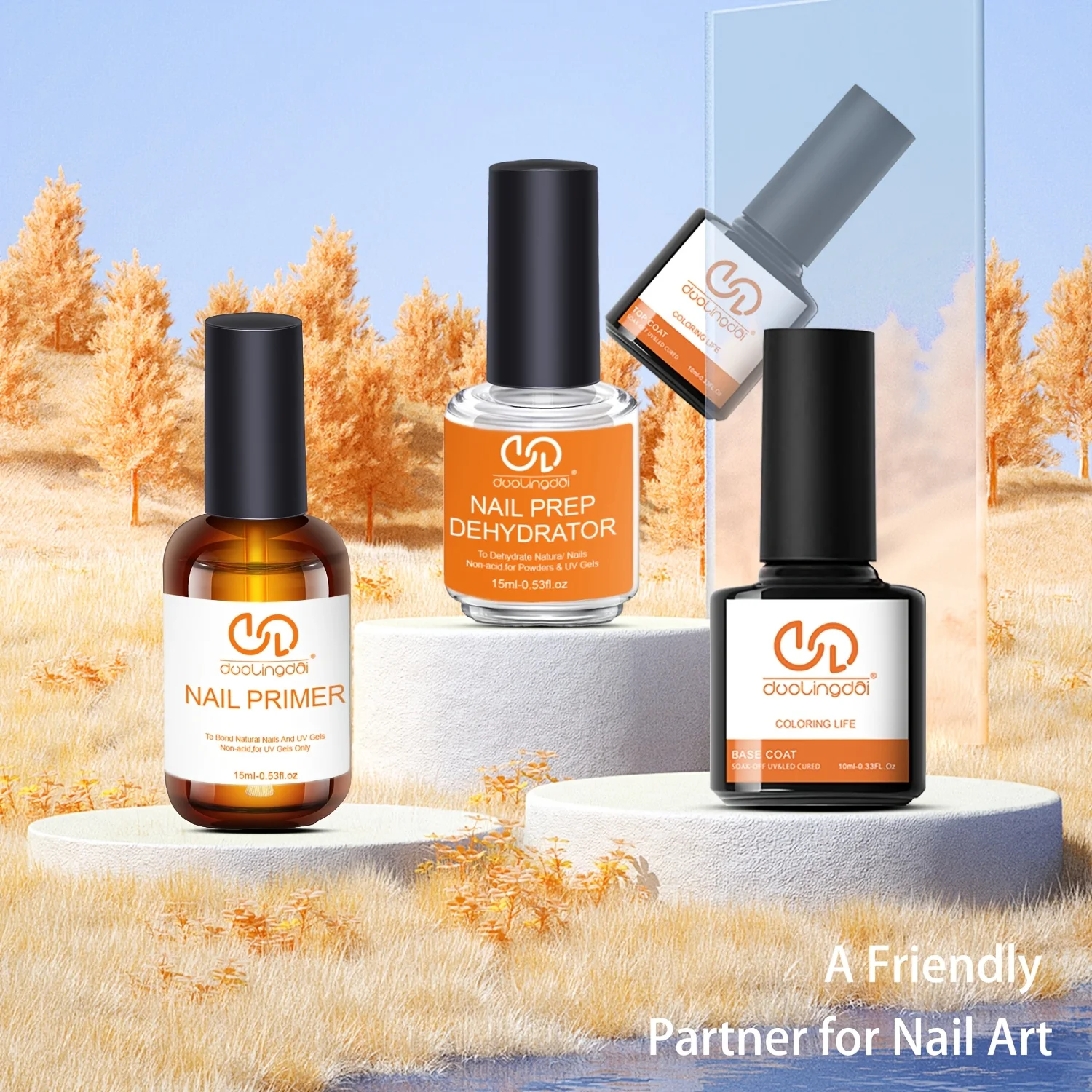 4pcs Top Coat & Base Gel, Professional Natural Nail Dehydrator and Acid-Free Primer Nail Dehydrator for Acrylic and Gel Nail