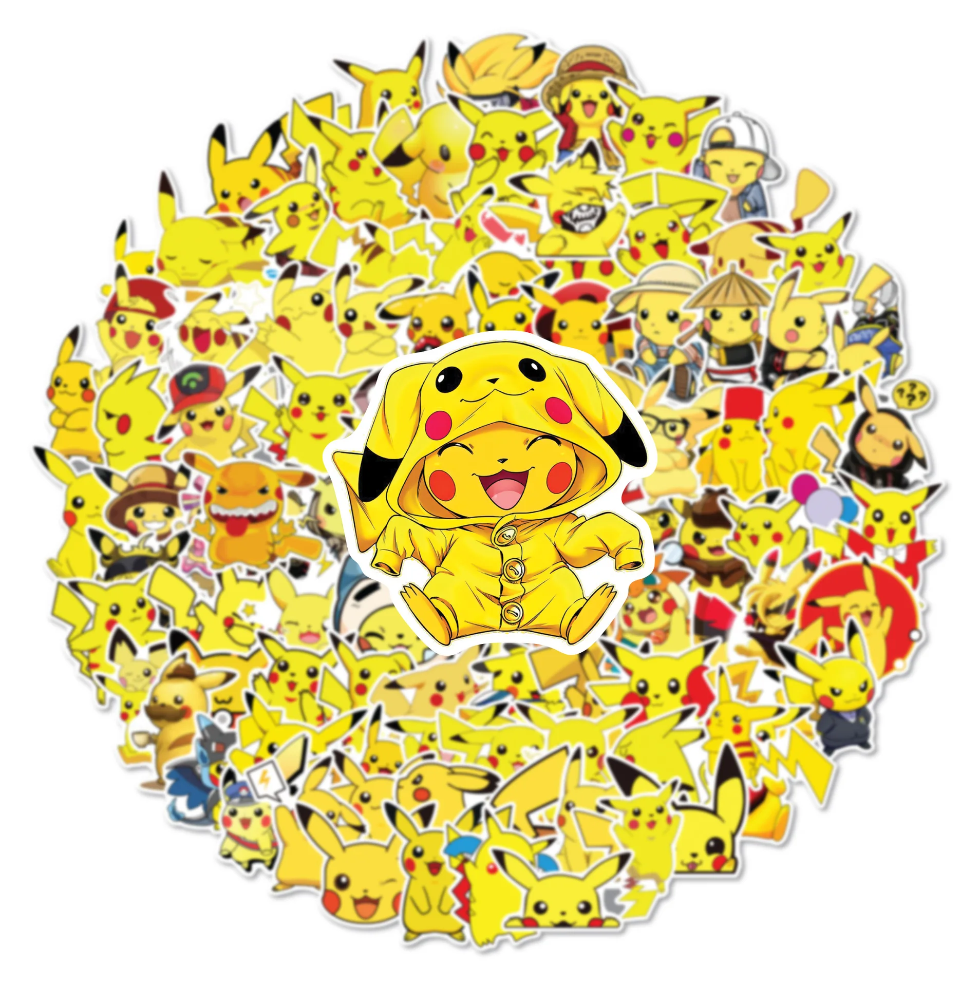 10/50/100PCS Pokemon Pikachu Stickers Cute Cartoon Decal For Laptop Phone Cup Guitar Skateboard PVC Waterproof Sticker Kid Toys