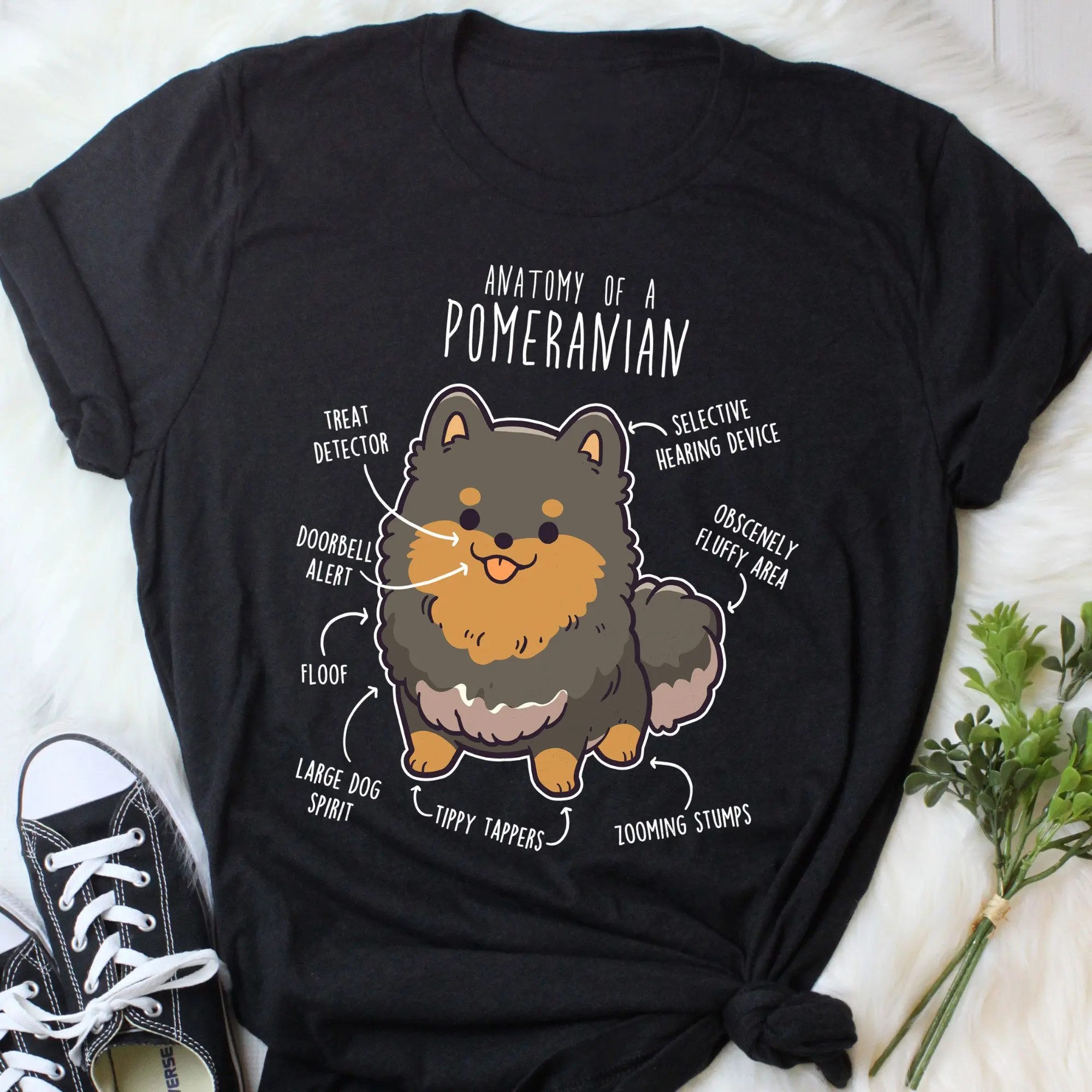 Black And Tan Pomeranian T Shirt Funny Dog Lover Cute Pom Pet Mom Dad