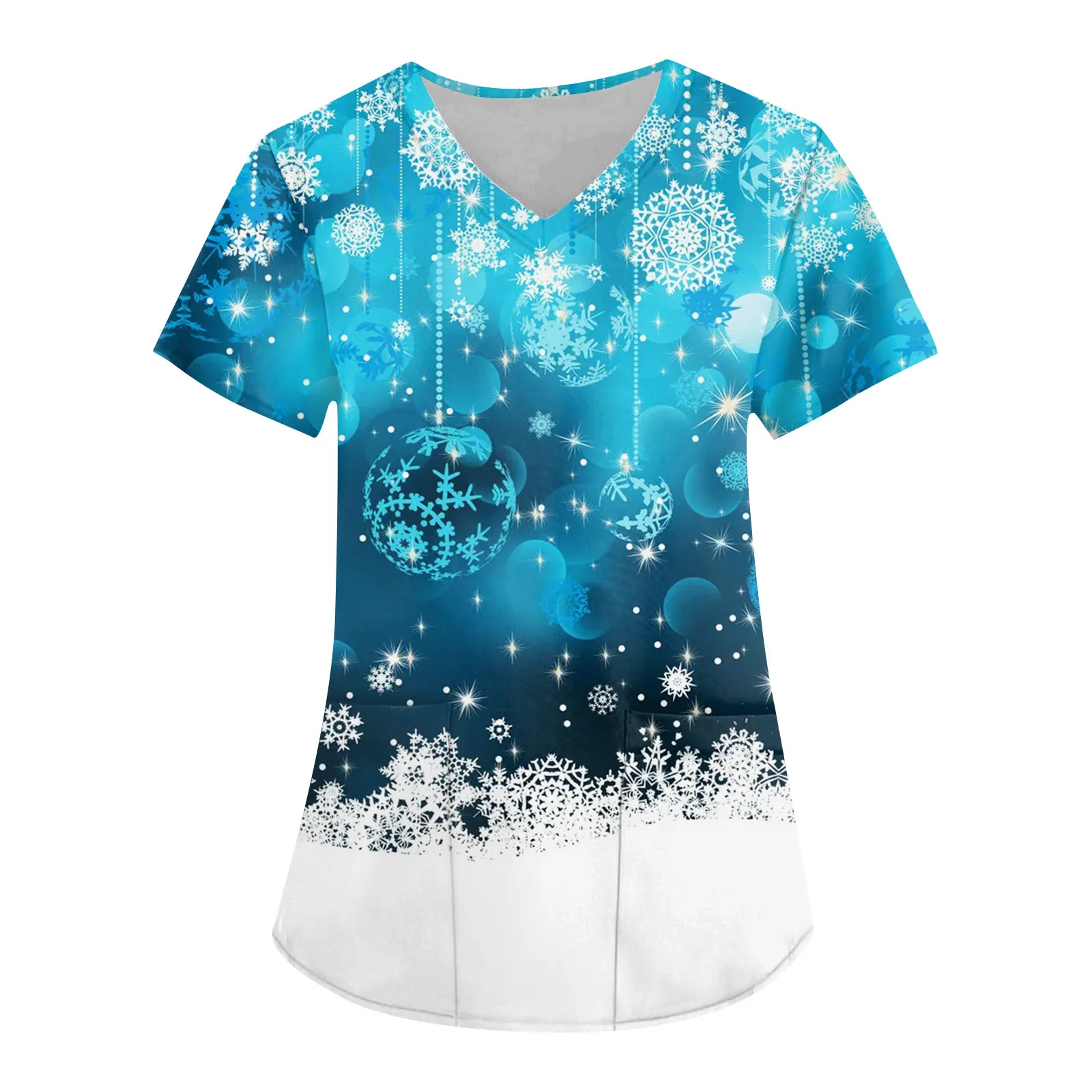 Women'S T Shirt Christmas Shirt Santa Pattern Print Long Sleeve Party Tees Winter V-Neck Tops Clothing Casual Ladies Pullover