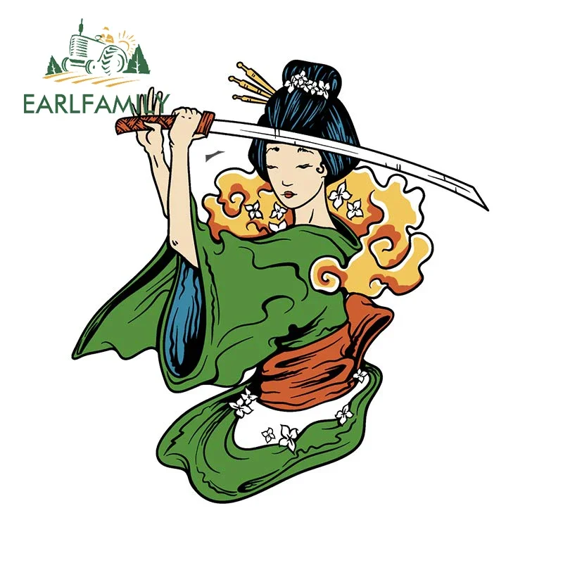 EARLFAMILY 13 cm x 12,1 cm für JAPANISCHES GEISHA Autoaufkleber, Persönlichkeit, Vinyl-Aufkleber, kratzfest, Surfbrett, Fenster, Dekoration