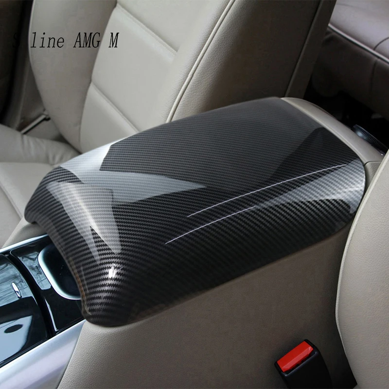 For Mercedes Benz R Class W251 2007-2018 Car Sticker Stowing Tidying Armrest Box Panel Carbon fiber Cover Interior Accessories