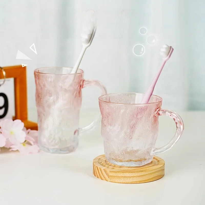 

Glass Mouthwash Cup Creative Trendy Glacier Cup for Men And Women Toothbrush Cup Home Use Water Cup Couple Washing Mouth Cup