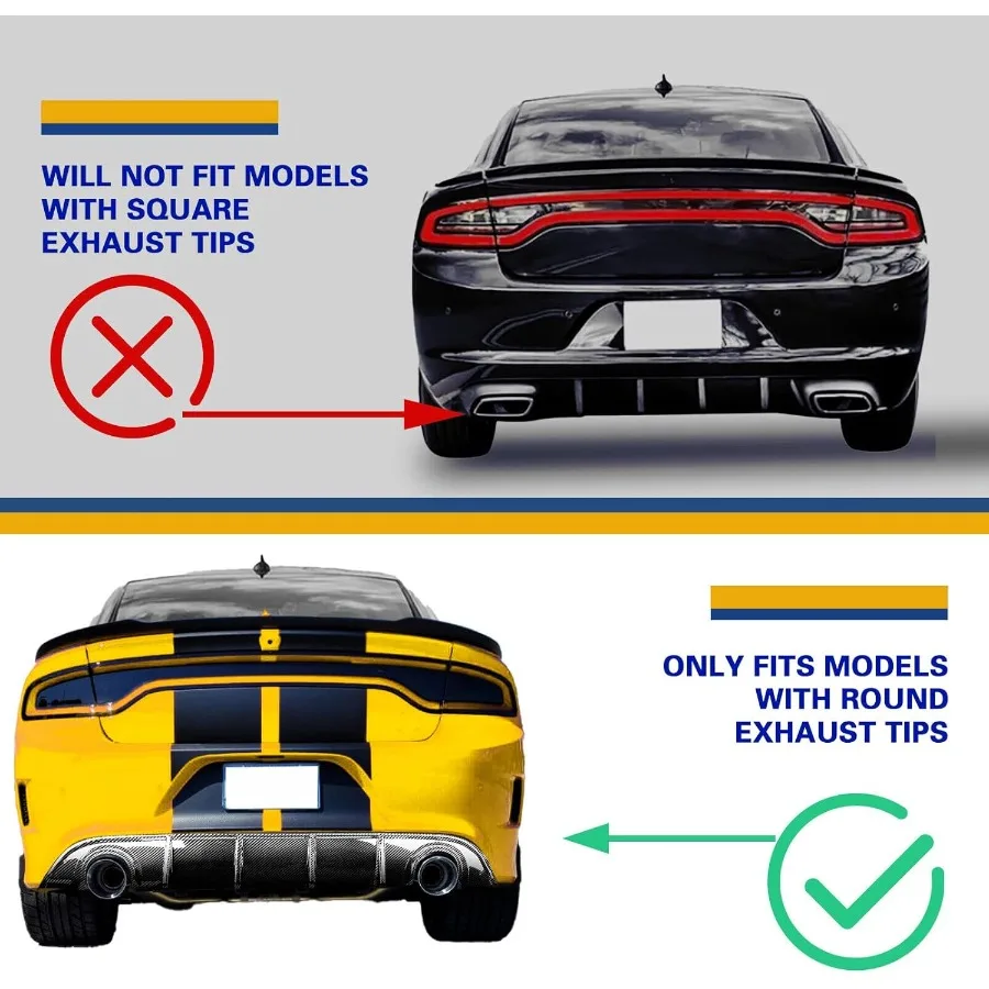 Diffuseur arrière compatible avec 20152023 Dodge Charger Scat SRT Daytona GT R T modèles non larges cantonnière pare-chocs arrière lèvre Splitte