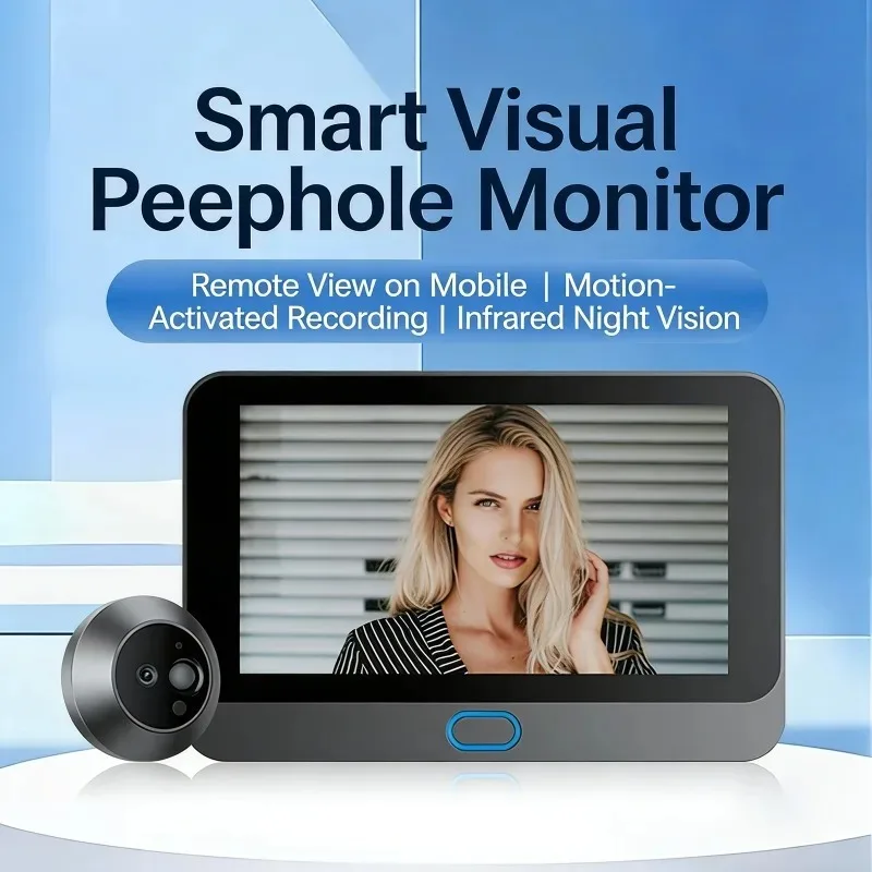 Smart Video Doorbell with 4.3 inch IPS Color Display PIR Detection Door Cam Intercom Monitoring Wide View Angle Electronic Bell