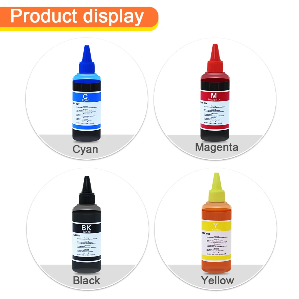 OYfame 100ml Dye Ink Kit Universal Compatible For HP Canon For Epson Deskjet Inkjet Printer Cartridges CISS Refillable Dye Ink