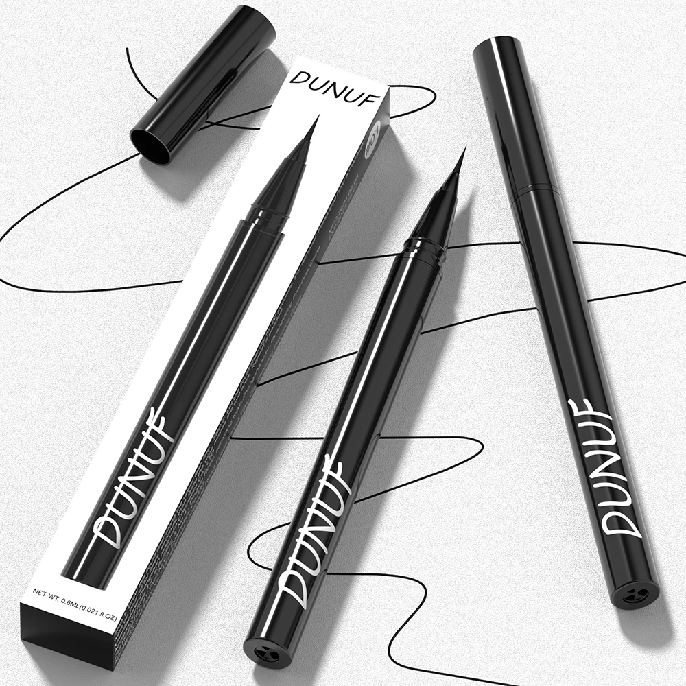 DUNUF Ultra Thin สีดําสีน้ําตาลอายไลเนอร์กันน้ํา Quick Dry Lasting Smooth โกหก Silkworm Eyes Liner ดินสอแต่งหน้า