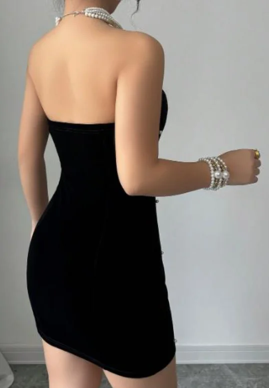 

Summer Sexy Spicy Girl Dress Sleeveless Off Shoulder Hip Wrap Dress New Fashion High Waist Bubble Beaded Mini Dresses for Women