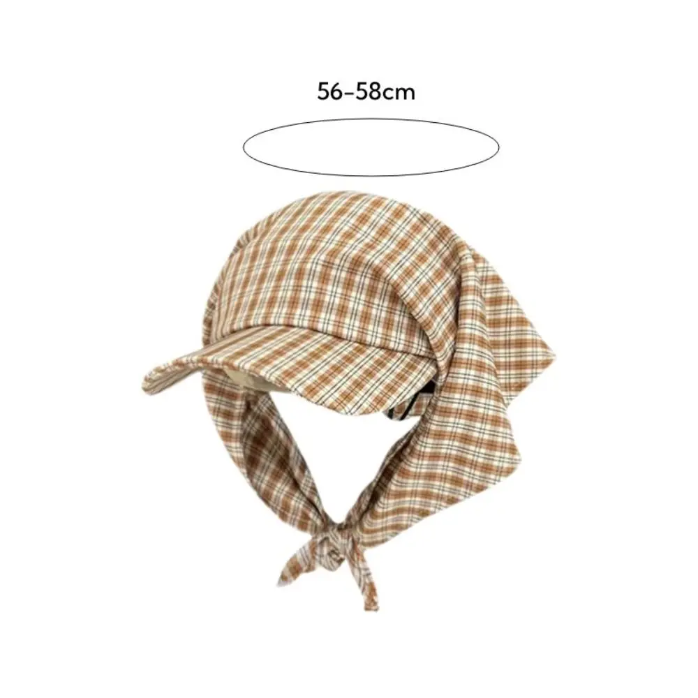 Topi Jilbab Tali Kotak-kotak Baru Topi Bisbol Dapat Disesuaikan Perlindungan UV Topi Matahari Sejuk Musim Panas