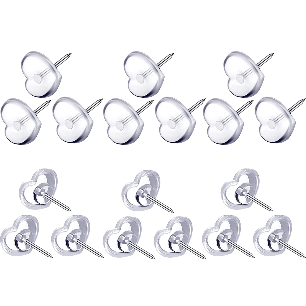 

100Pcs Transparent Heart Shaped Push Pins Premium Multi-Function Thumbtacks for Map Supplies Home Office Decoration Daily Use