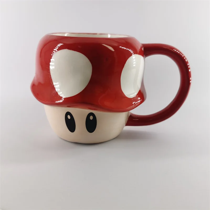 Creative Red Mushroom Ceramic Coffee Cup with Lid Cartoon Cute Mushroom Mug Breakfast Milk Cup Birthday Gift Decoration Mug Home