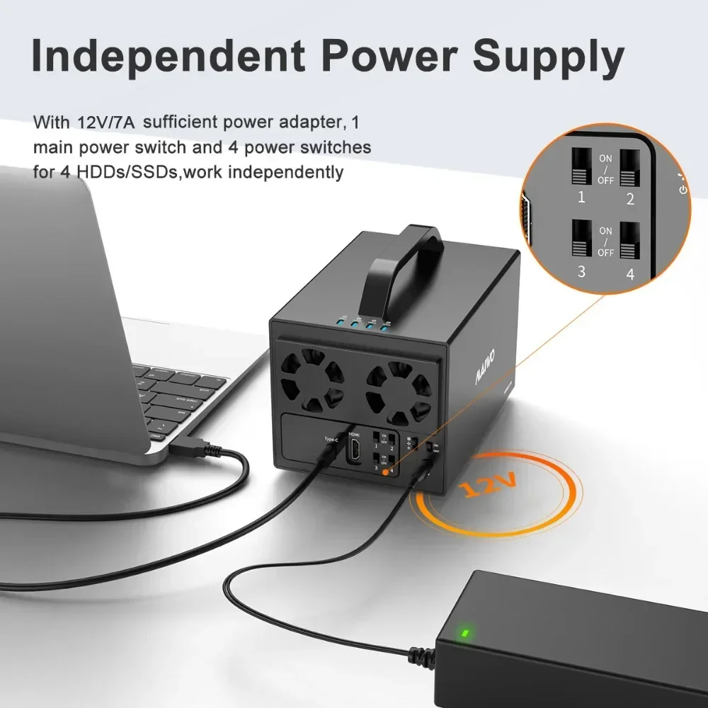 MAIWO 3.5-inch HDD Case USB C HDD Enclosure 2.5 Inch Hard Disk Box Docking Station with HDMI/4K High-definition Port Expansion