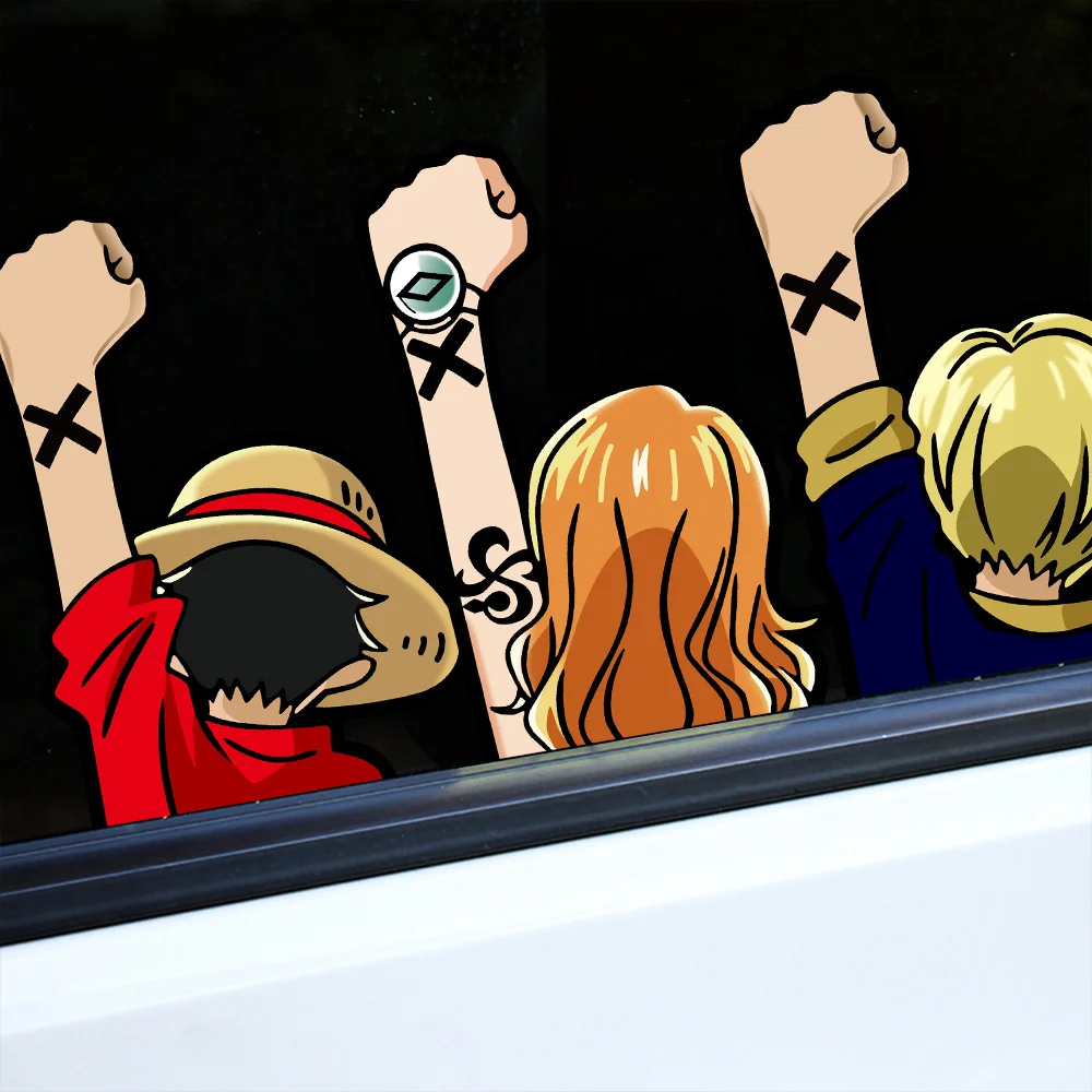 One Piece12cm creative car stickers Luffy Zoro ONE PIECE car decoration Scratch Masking cute ONE PIECE stickers gift - view 3