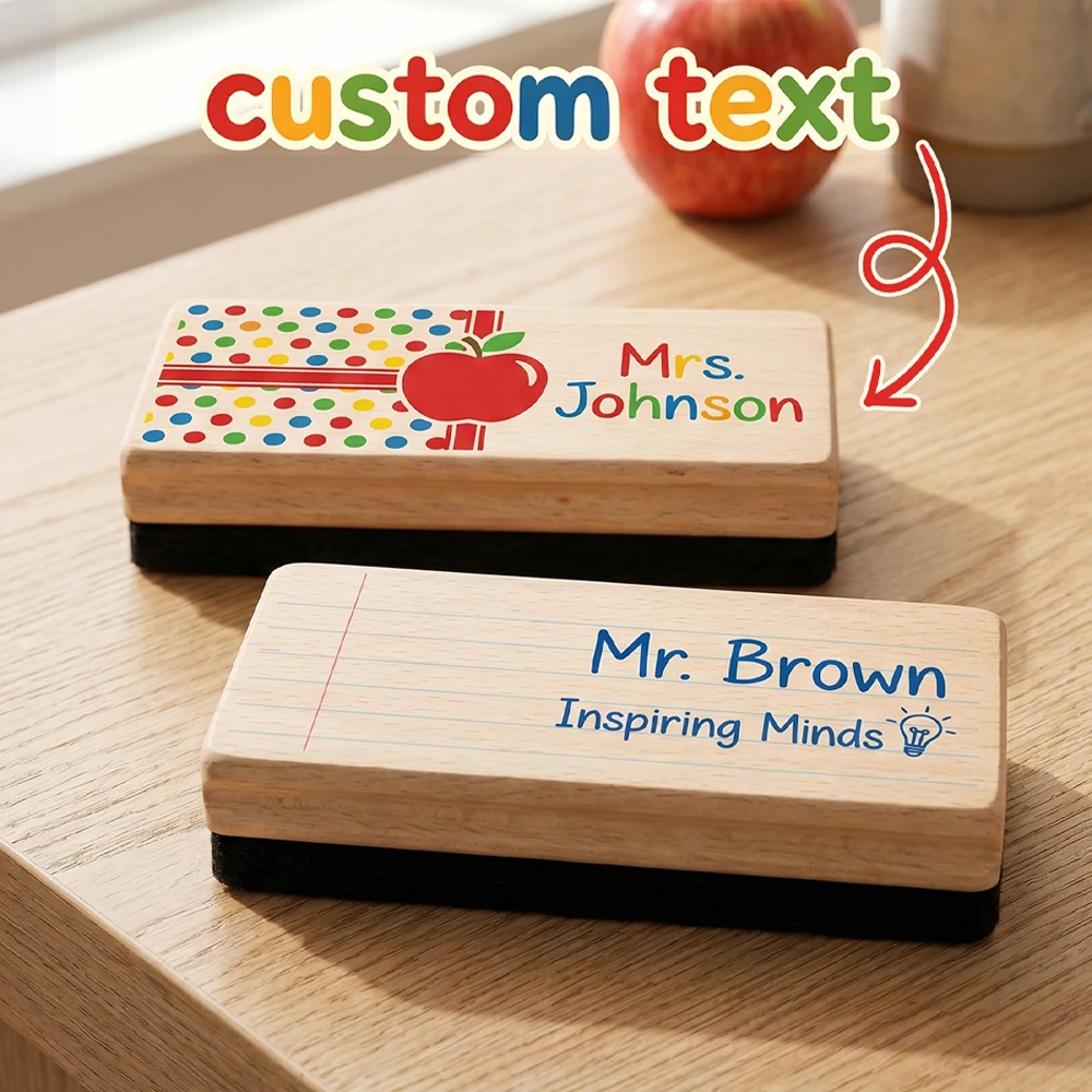 Personalized Custom Text Wood Chalk Eraser,Teacher Appreciation Week,Back To School Gift,For School Staff,Classroom Supplies