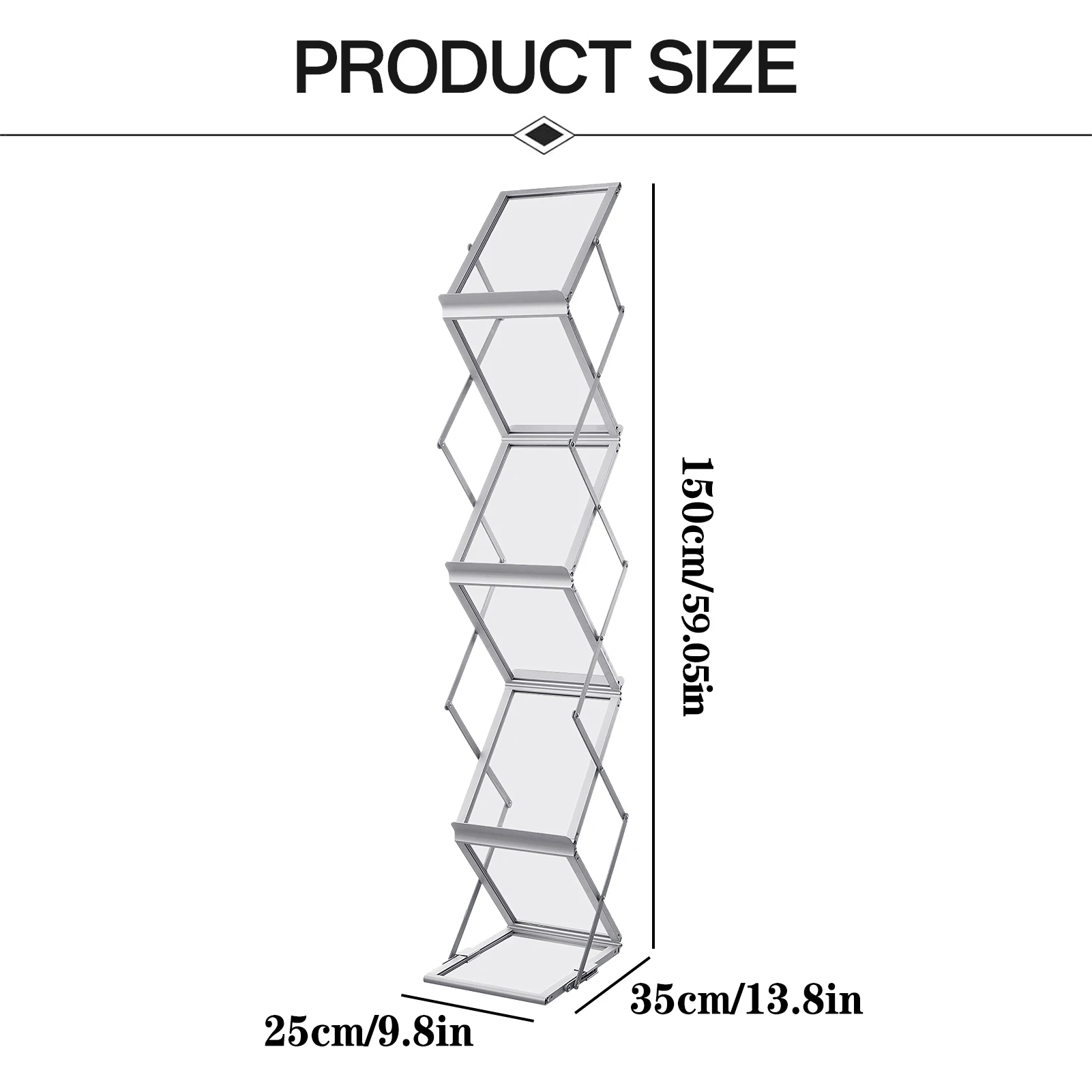 Brochure Stands Pop-up Tradeshow Display Stand 7 Pockets Foldable Literature Stand Aluminum Pamphlet Holder