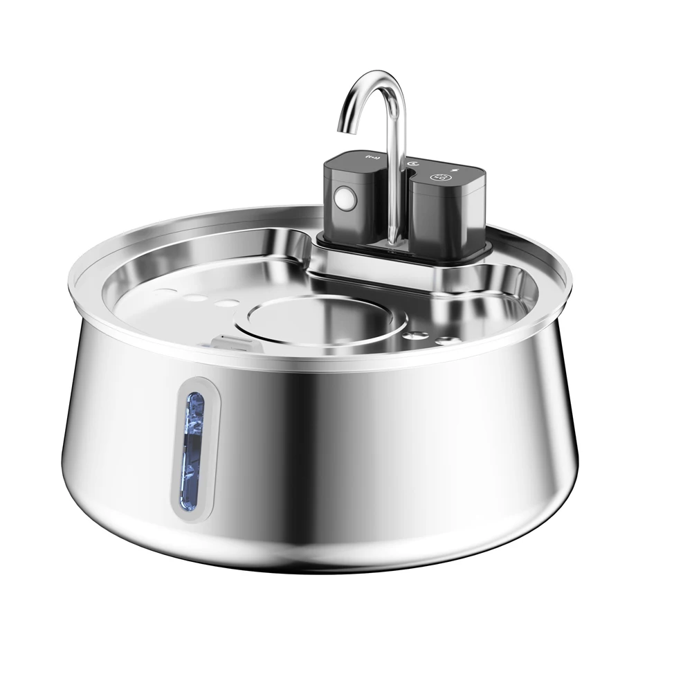 Bebedero de Agua Inalámbrico Recargable de Acero Inoxidable para Mascotas, Fuente Automática para Gatos, Dispensador de Agua Inteligente con Sensor Inalámbrico para Perros, Tazón para Beber