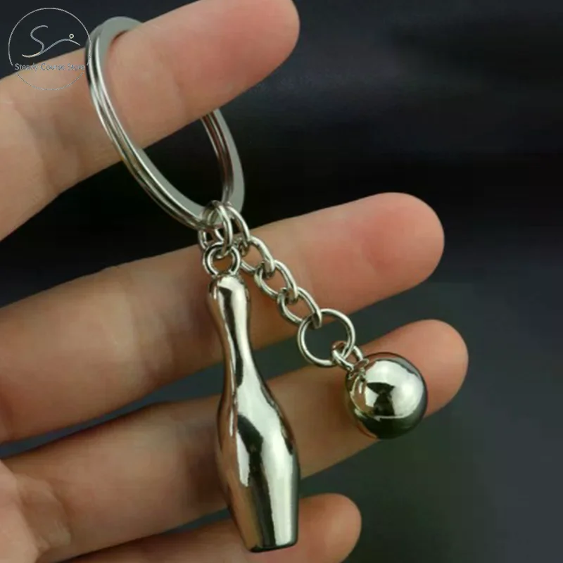 Creative Alloy Bowling Ball Pendant Car Key Ring Purse Bag Ornament Keychain Sports Lover Club Gift Bowling Ball Pendant