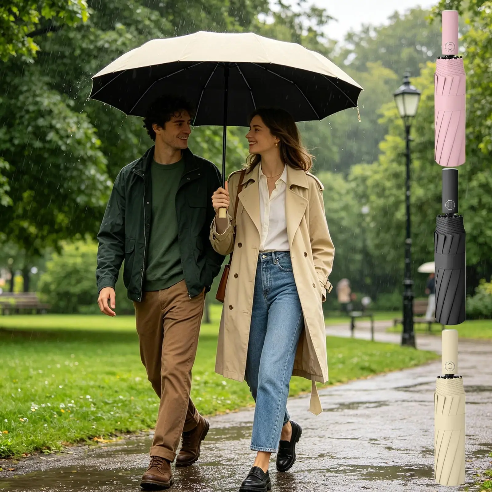 

Reverse Folding Umbrella Solar Protection Reflective Windproof Automatic Parasol for Travel Outdoor Pool Golf Commuting