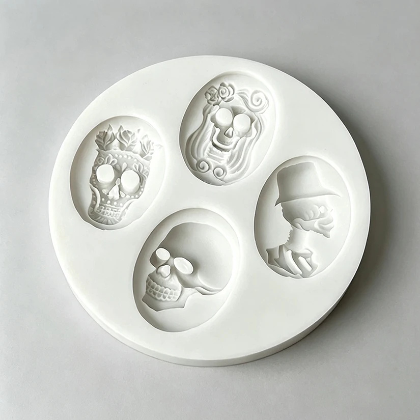 Halloween Schädel Rose Silikon Sugar Mold Harz Werkzeuge Cupcake Backform Fondant Kuchen Dekorieren Werkzeuge – Detail 6