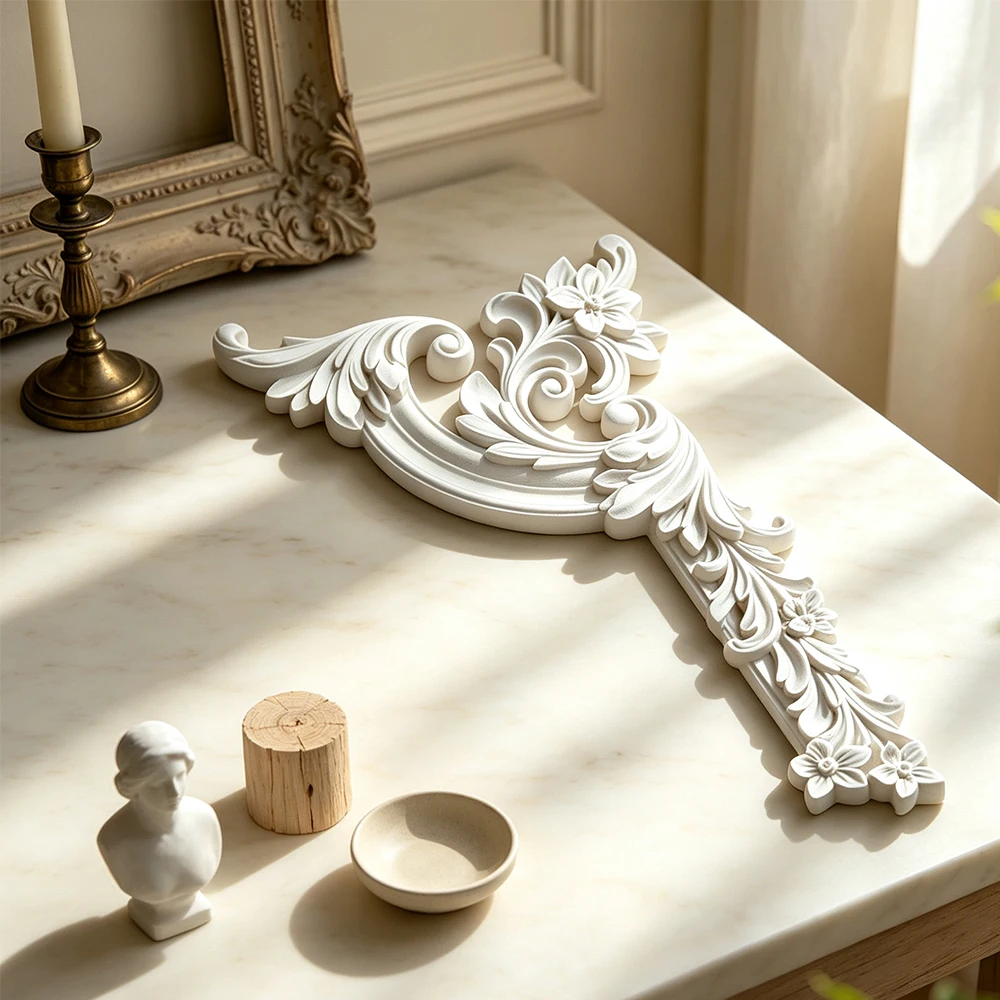 PU Decorative Corner Molding Ornament, Assorted Designs Floral Carved Wall Corner Accent, Wall Ceiling Decor Molding Kit
