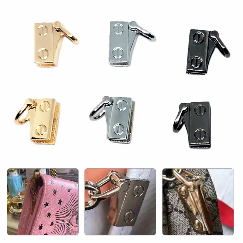 1Pair Metal Bag Side Anchor Gusset Bag Side Edge Buckle Anchor Link Hanger Clamps Hardware With D Rings For Bag Purse Strap