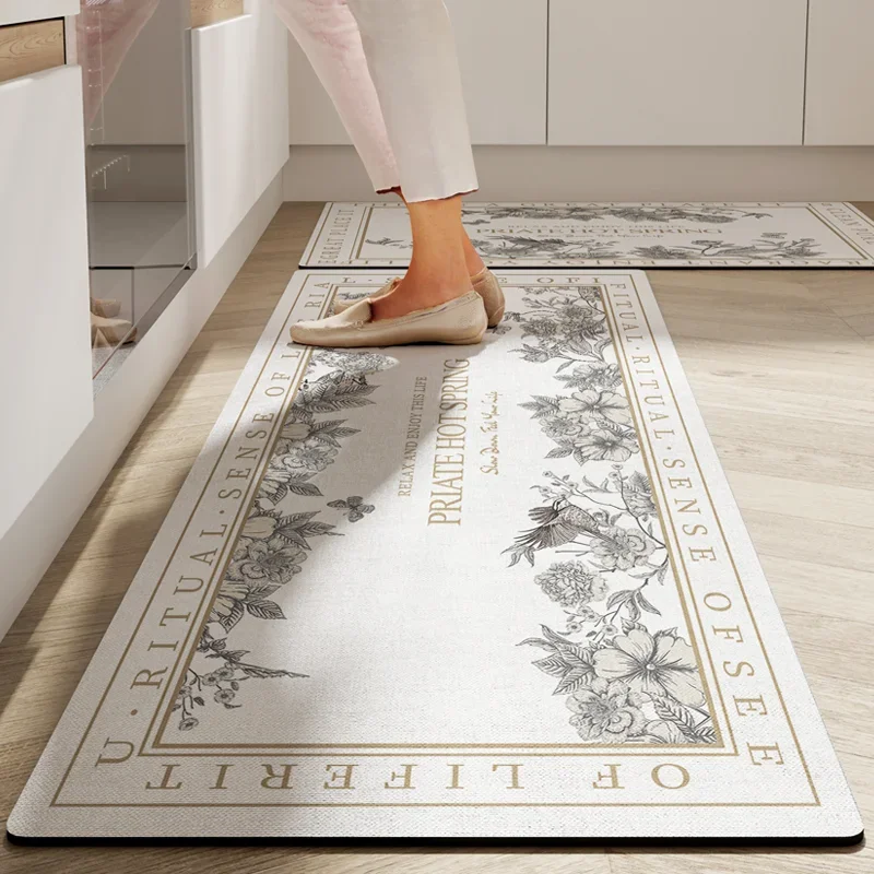 Kitchen Mat Pvc Leather Foot Mats Waterproof Floor Carpet Home Decoration Luxury Long Rug Non-slip Washable Alfombra De Cocina