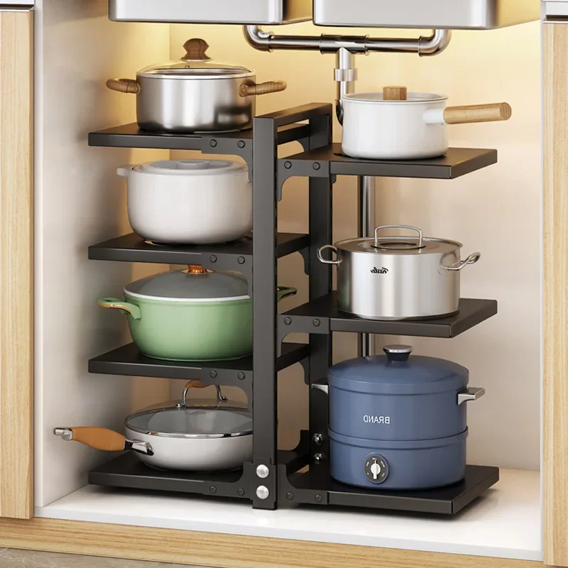 

Kitchen rack floor-standing multi-layer pot rack household pots and vegetables basket storage rack