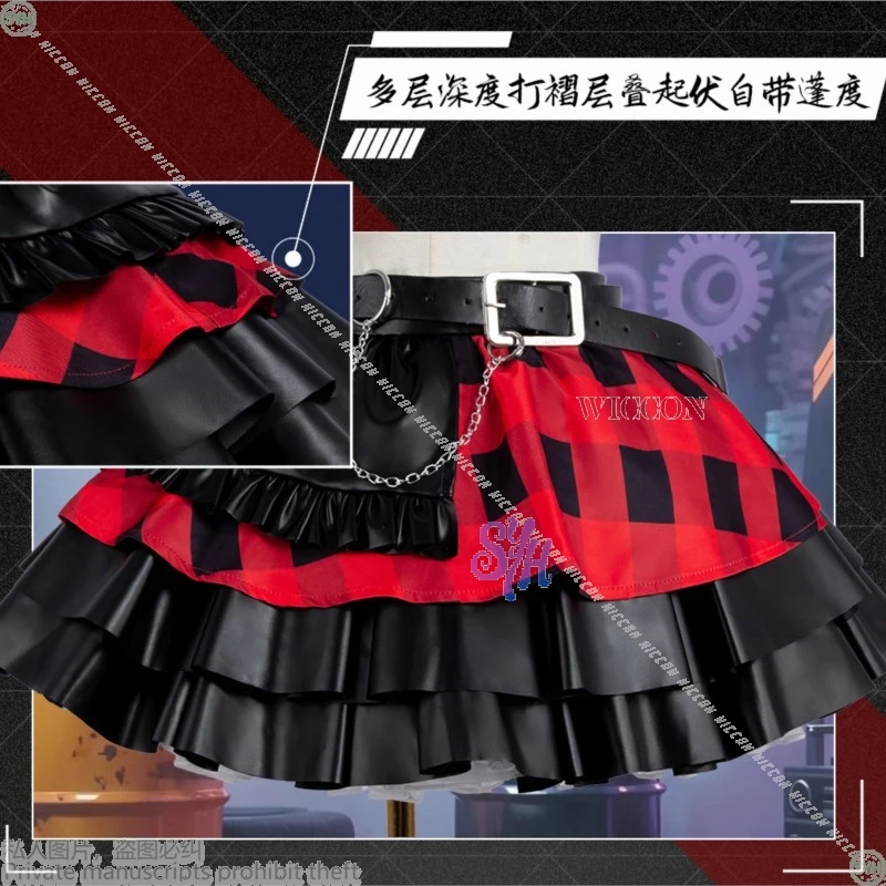 أنيمي Asuuka اليابانية Jirai Kei الفتيات تأثيري روك الشرير زي Y2K موضة أسود أحمر كعكة فستان تحقق تنورة لوليتا هالوين