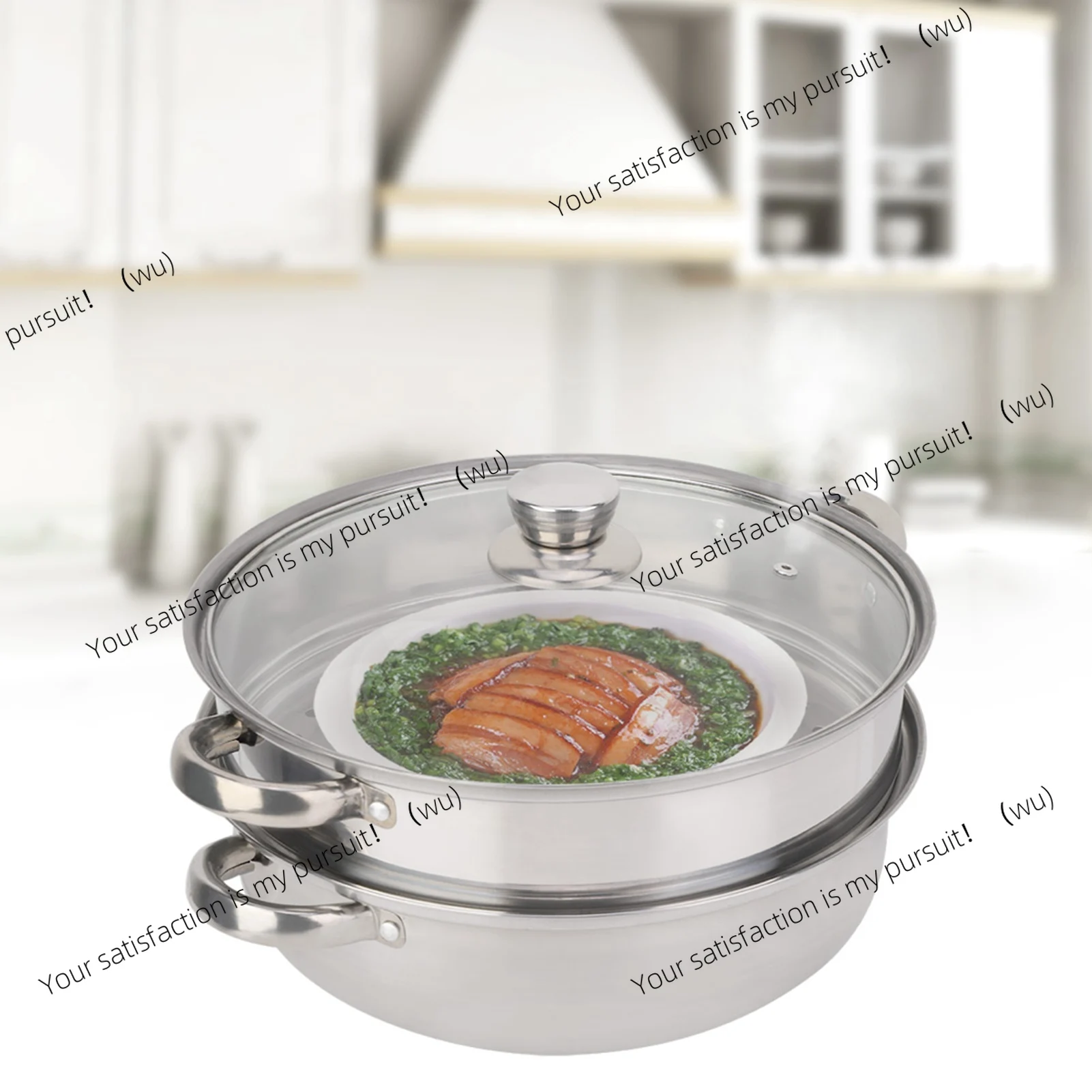 Double pot steaming soup pot stainless steel cookware 27cm/11in 2-layer steamer cookware