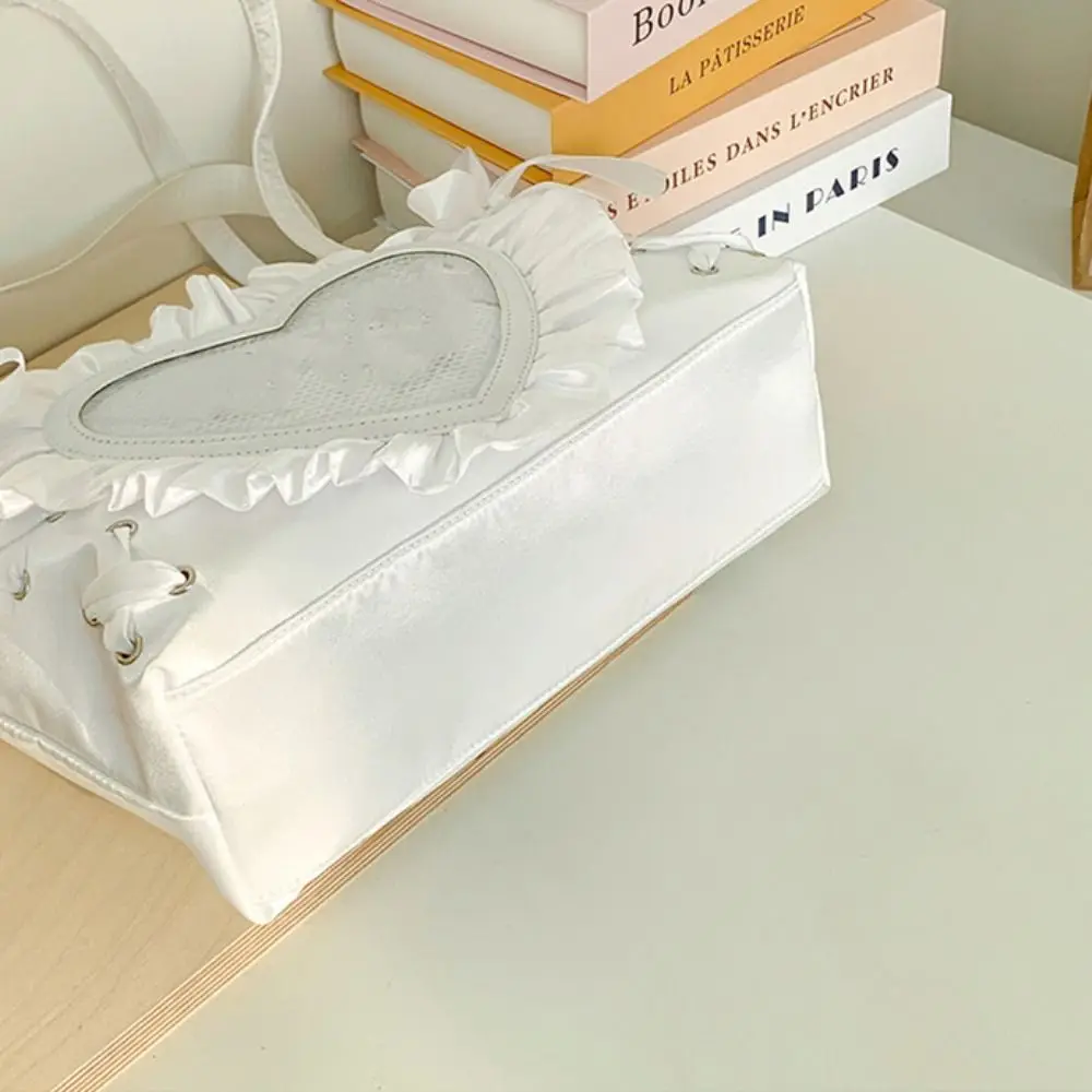 

Креативная сумка-итабэг с завязками в форме сердца, прозрачная, из ПУ/ПВХ, с лентами, нейлоновая, с бантом, для фанатов